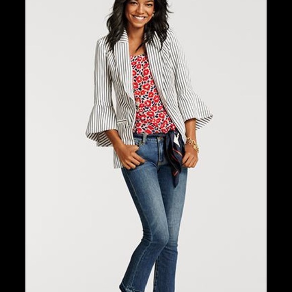 CAbi #5295 Bell Jacket Spring 18’ striped blazer 4 - Picture 2 of 8